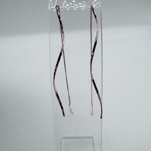 Gold Stainless Steel Silver Threader Dangle Earrings | New in Box